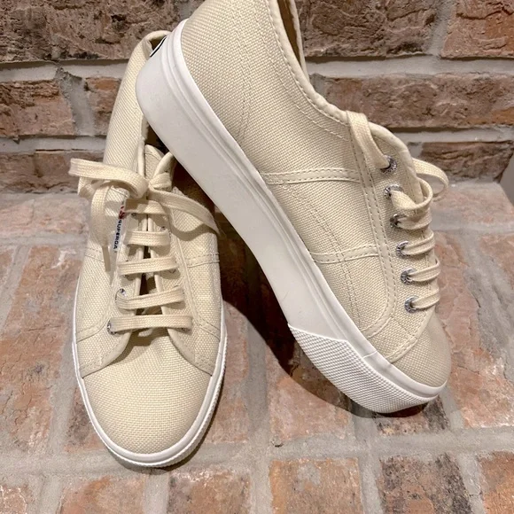 Cream/Beige Superga Platform Sneakers - Size 10 - Picture 3 of 5